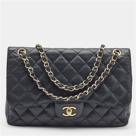 chanel black caviar pouch|CHANEL Caviar Quilted Jumbo Double Flap Black.